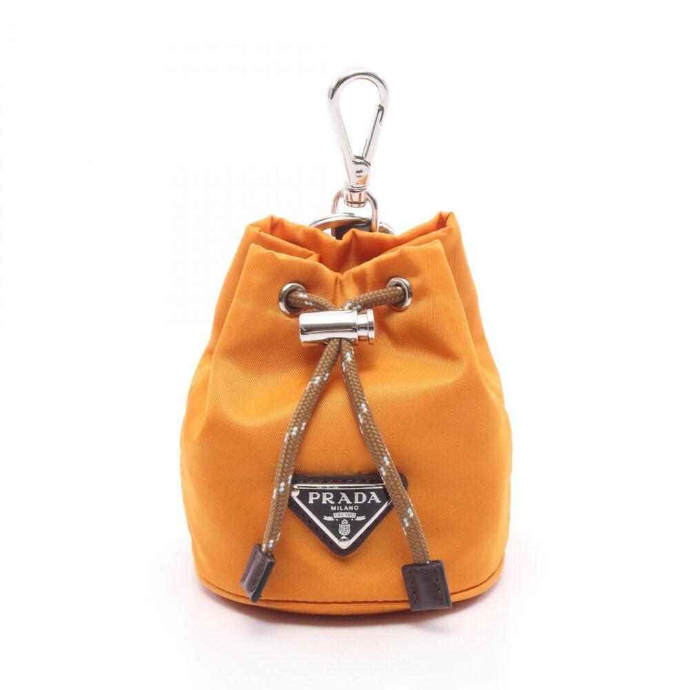 Prada Re-Nylon Mini Pouch Charm Accessory, Nylon Leather, Women's, Orange/Bro...